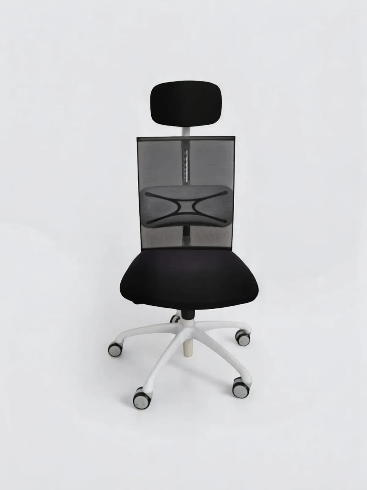 Chaise à roulette blanche appui tête soutien lombaire — vue 2