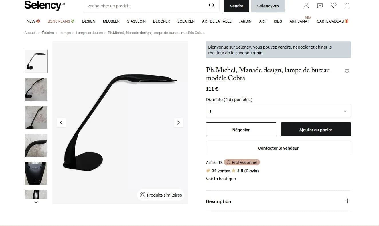 Unilux lampe bureau LED basse — vue 2