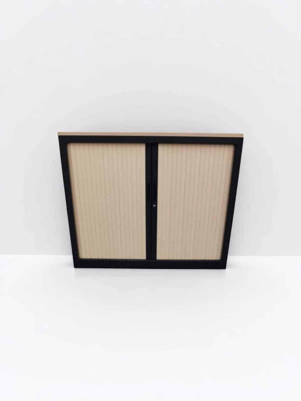 Armoire basse bi-color à rideaux 120x100cm — vue 2