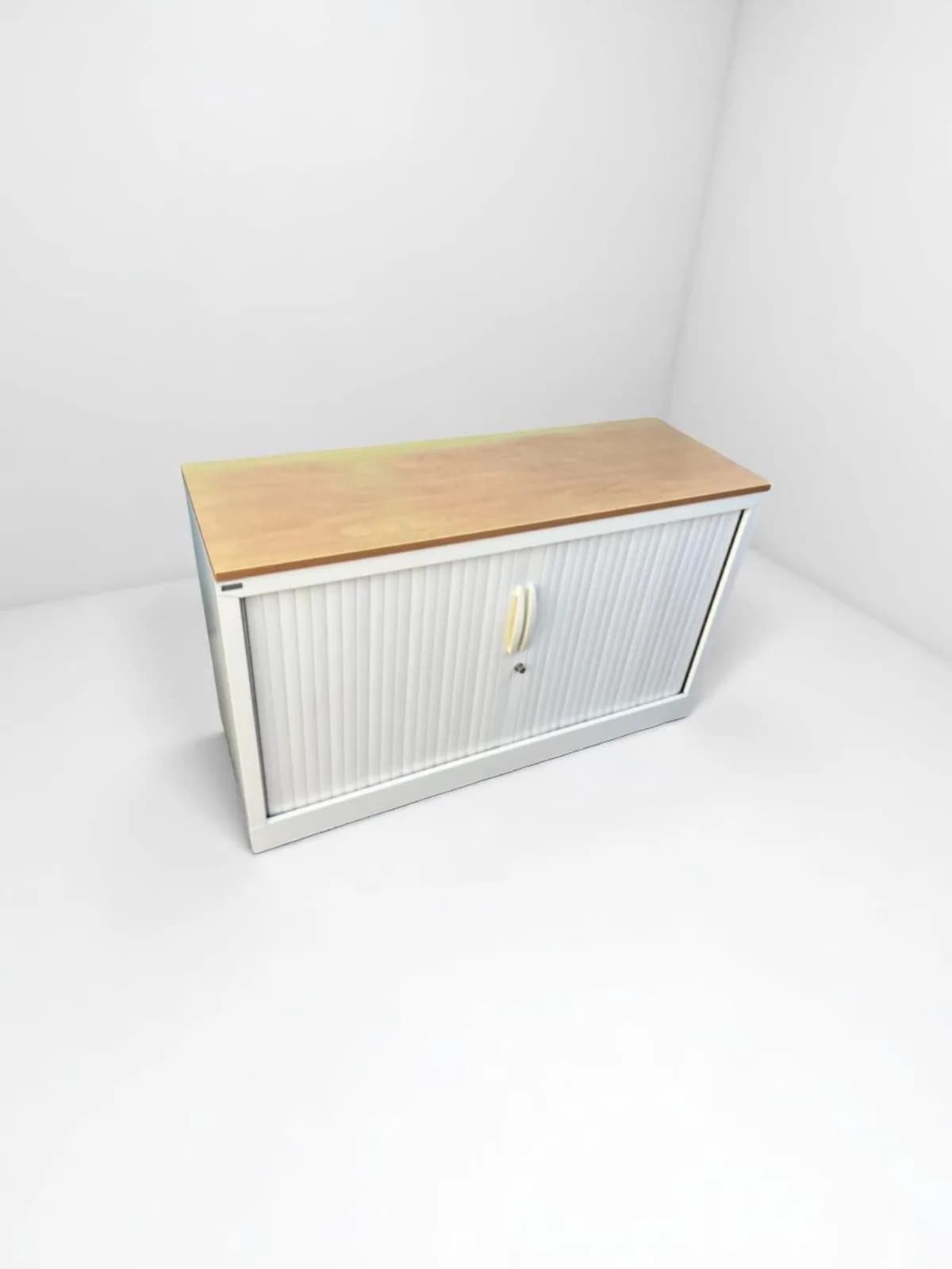 Armoire basse blanche 120x74cm Magencia top bois
