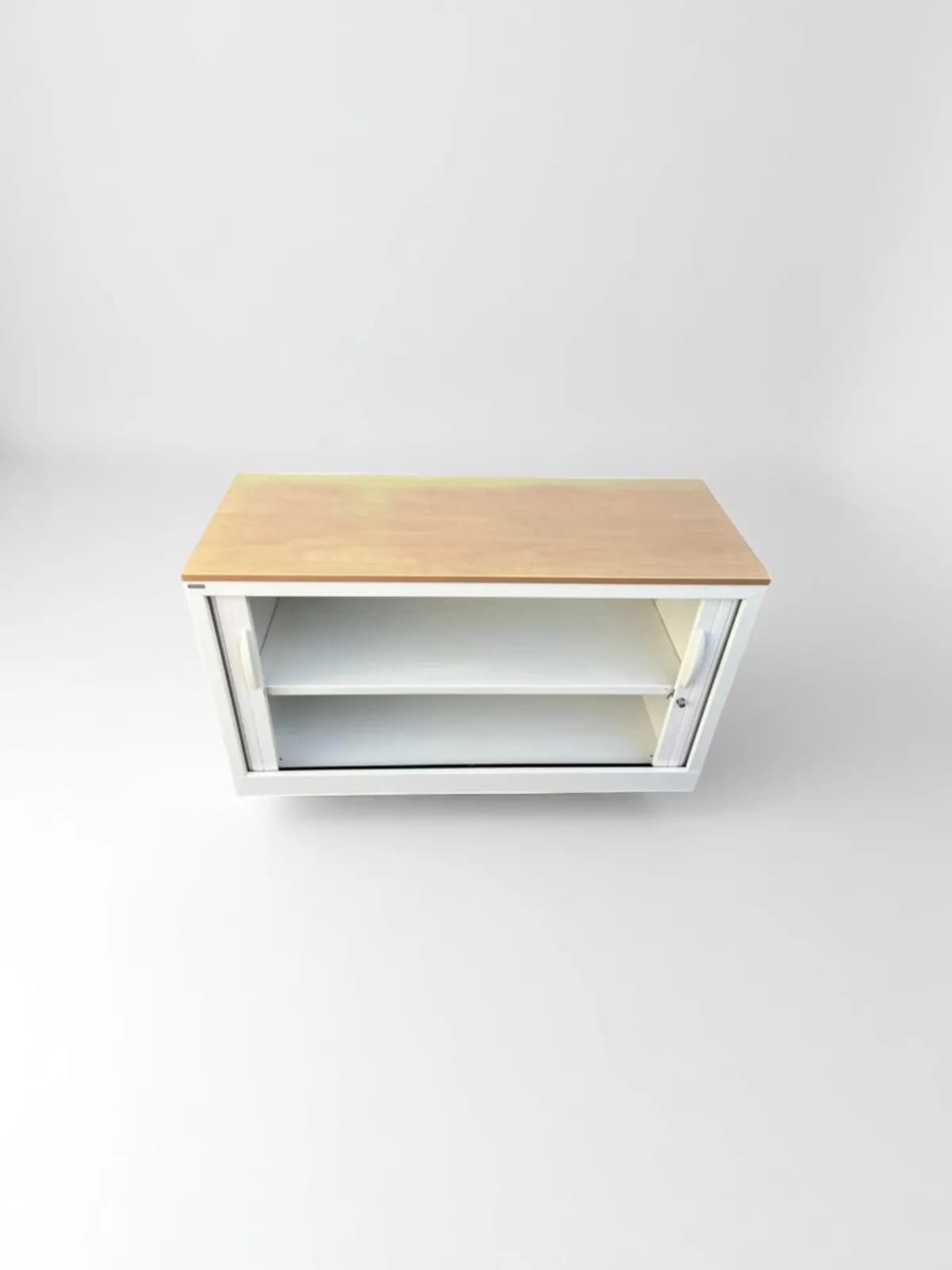 Armoire basse blanche 120x74cm Magencia top bois — vue 4