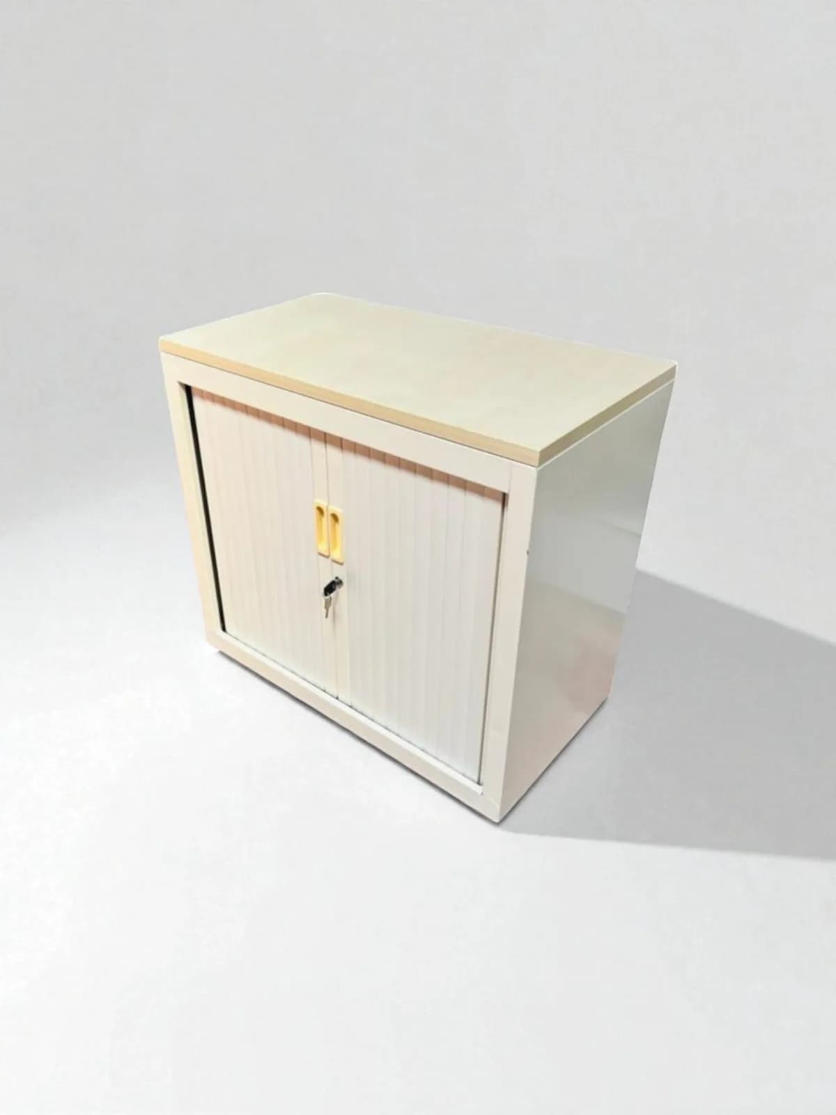 Armoire basse blanche finition chêne 80x74cm