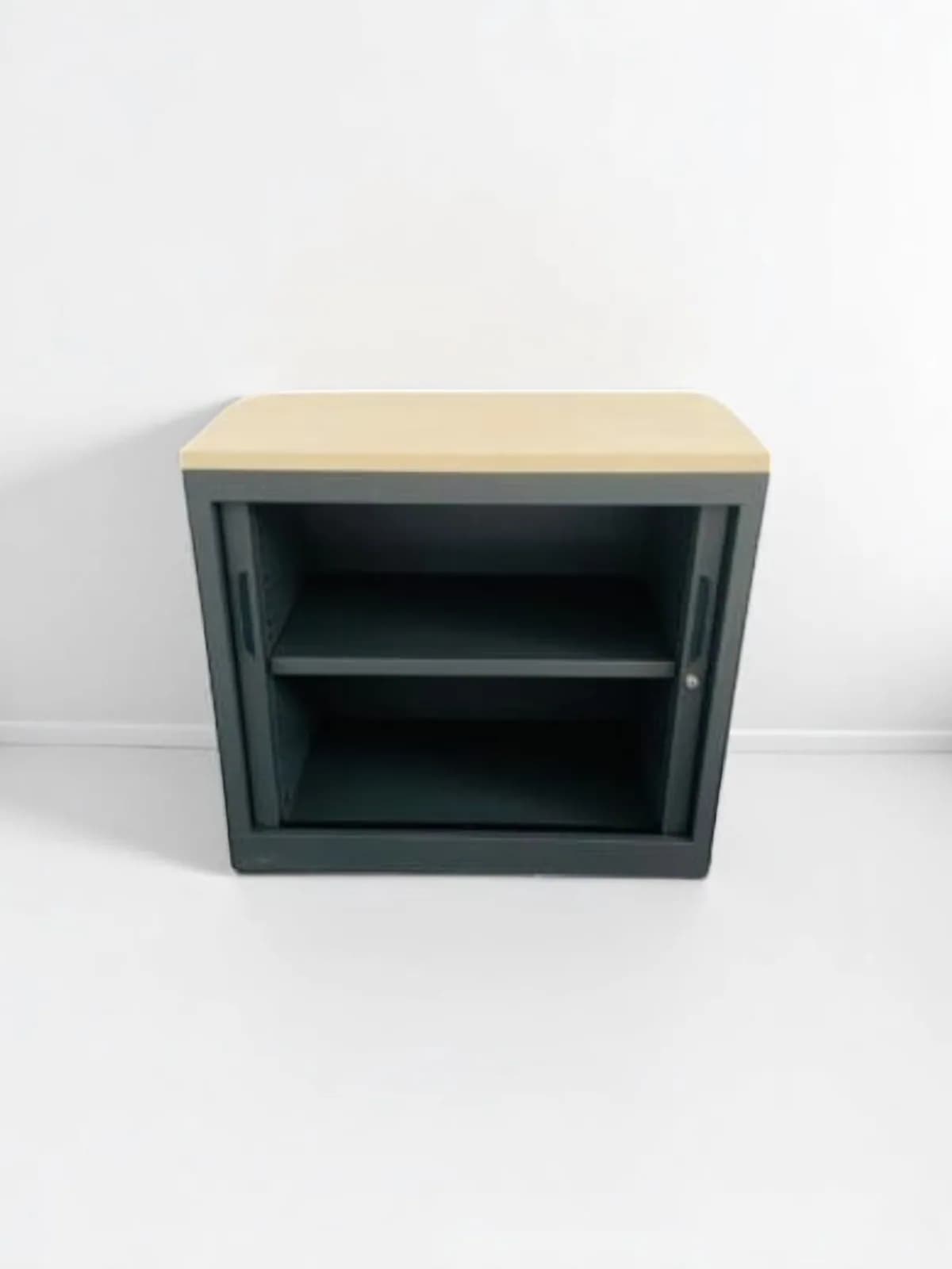 Armoire basse gris anthracite finition chêne 80×44×73 cm — vue 5