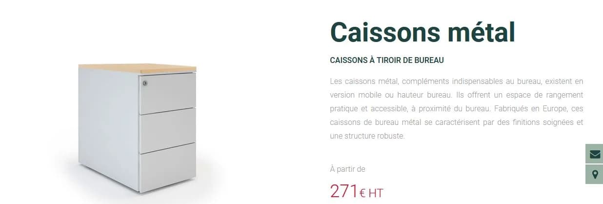 Caisson 3 tiroirs hauteur bureau — vue 5