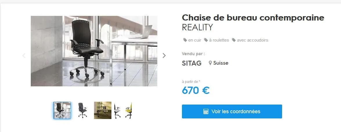 Chaise de bureau ergonomique Sitag — vue 6
