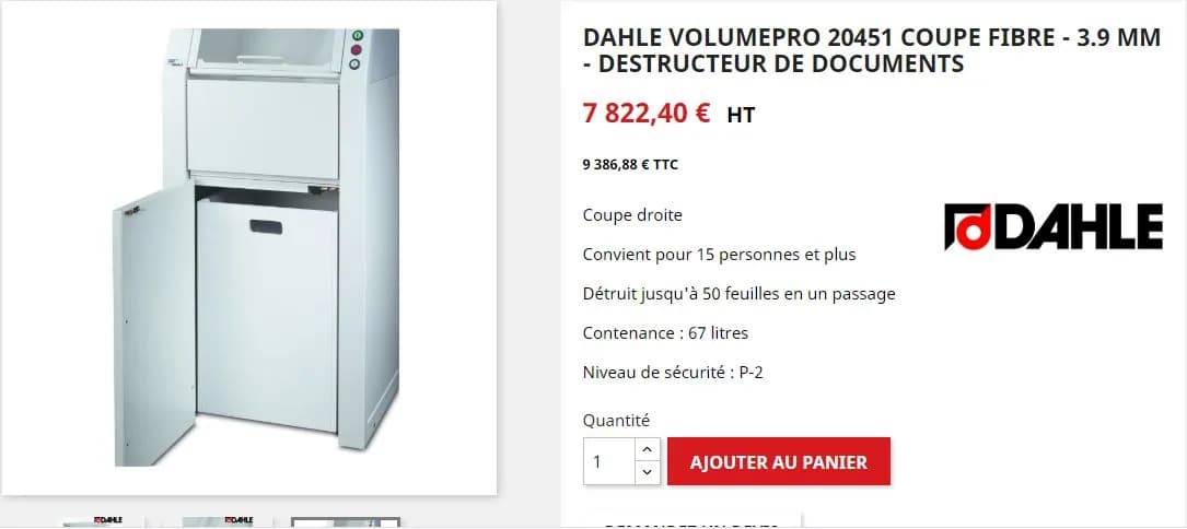 Destructeurs de documents DAHLE 20451 — vue 2