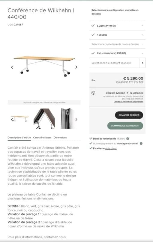 Table de Conférence Pliante Wilkhahn 280x140 cm – Élégance et Flexibilité — vue 4