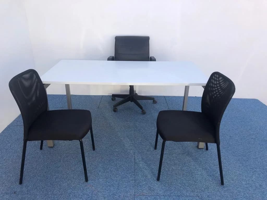 Bureau droit blanc 160x80cm — vue 4