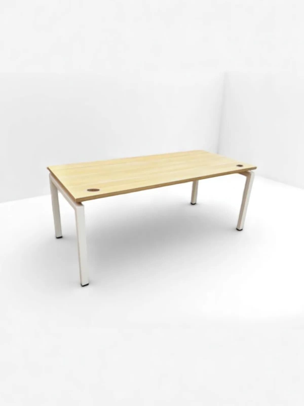 Bureau droit blanc finition chêne 180x80cm — vue 3