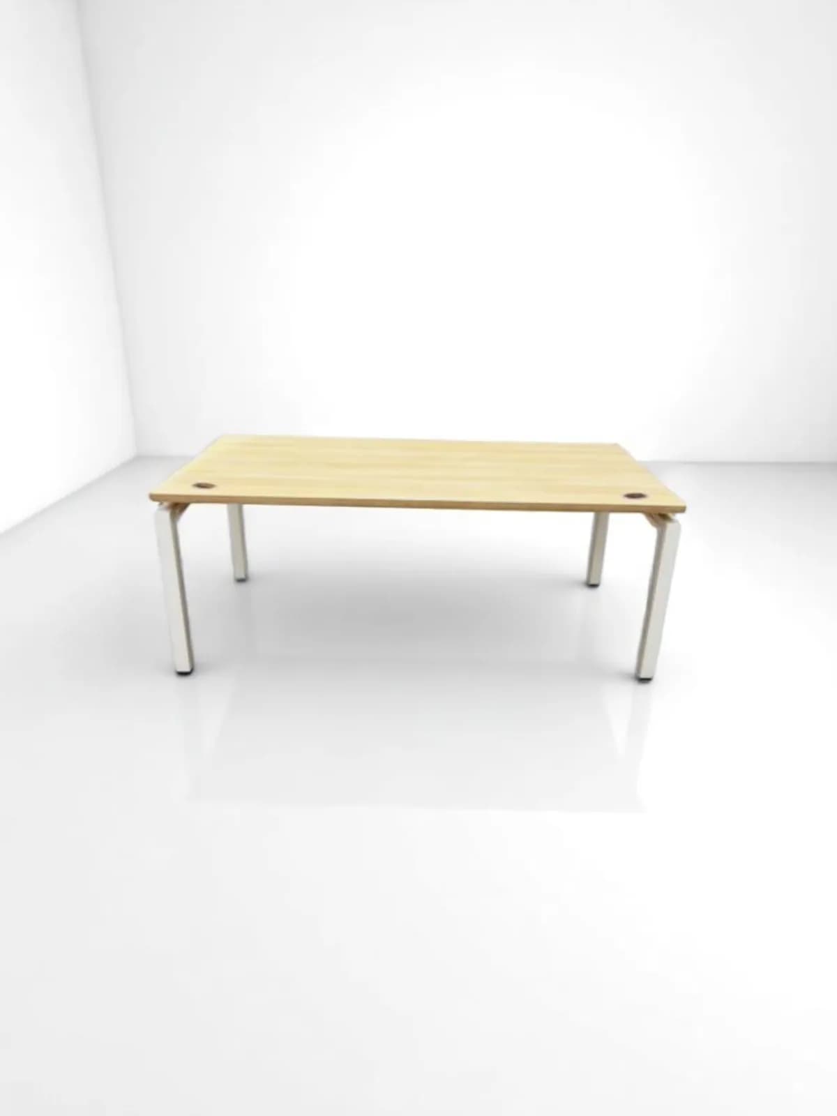 Bureau droit blanc finition chêne 180x80cm — vue 4