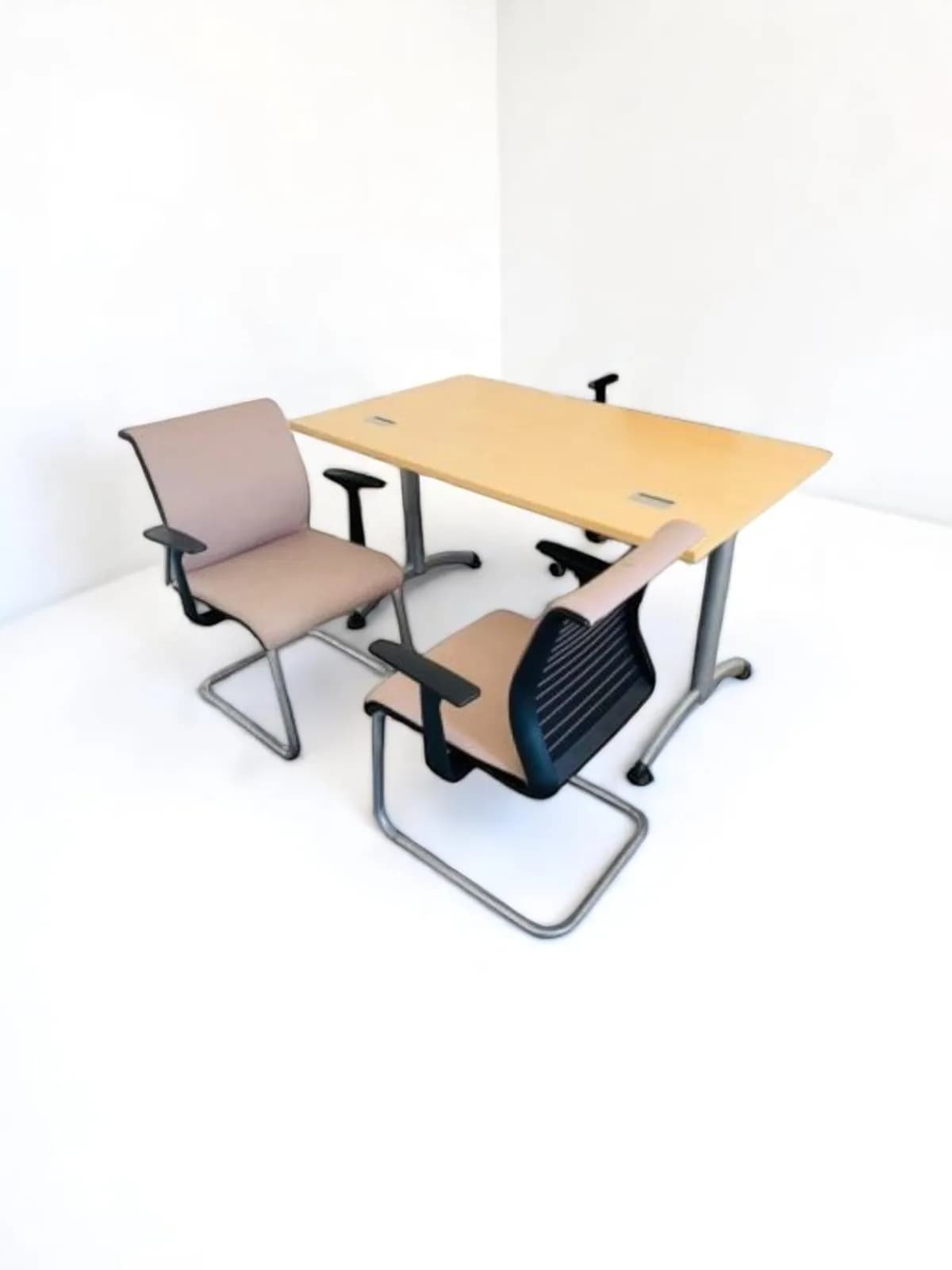Bureau droit Columbia chêne pietement I 140x80cm — vue 2
