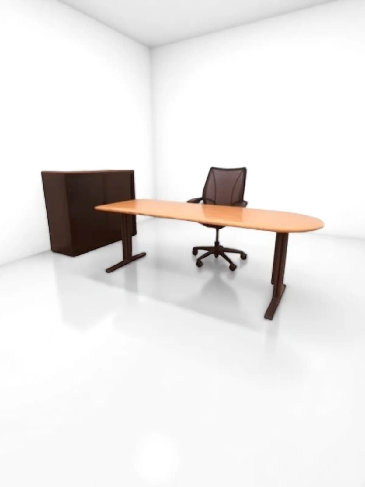Bureau droit bois brut arrondit 200cm — vue 2