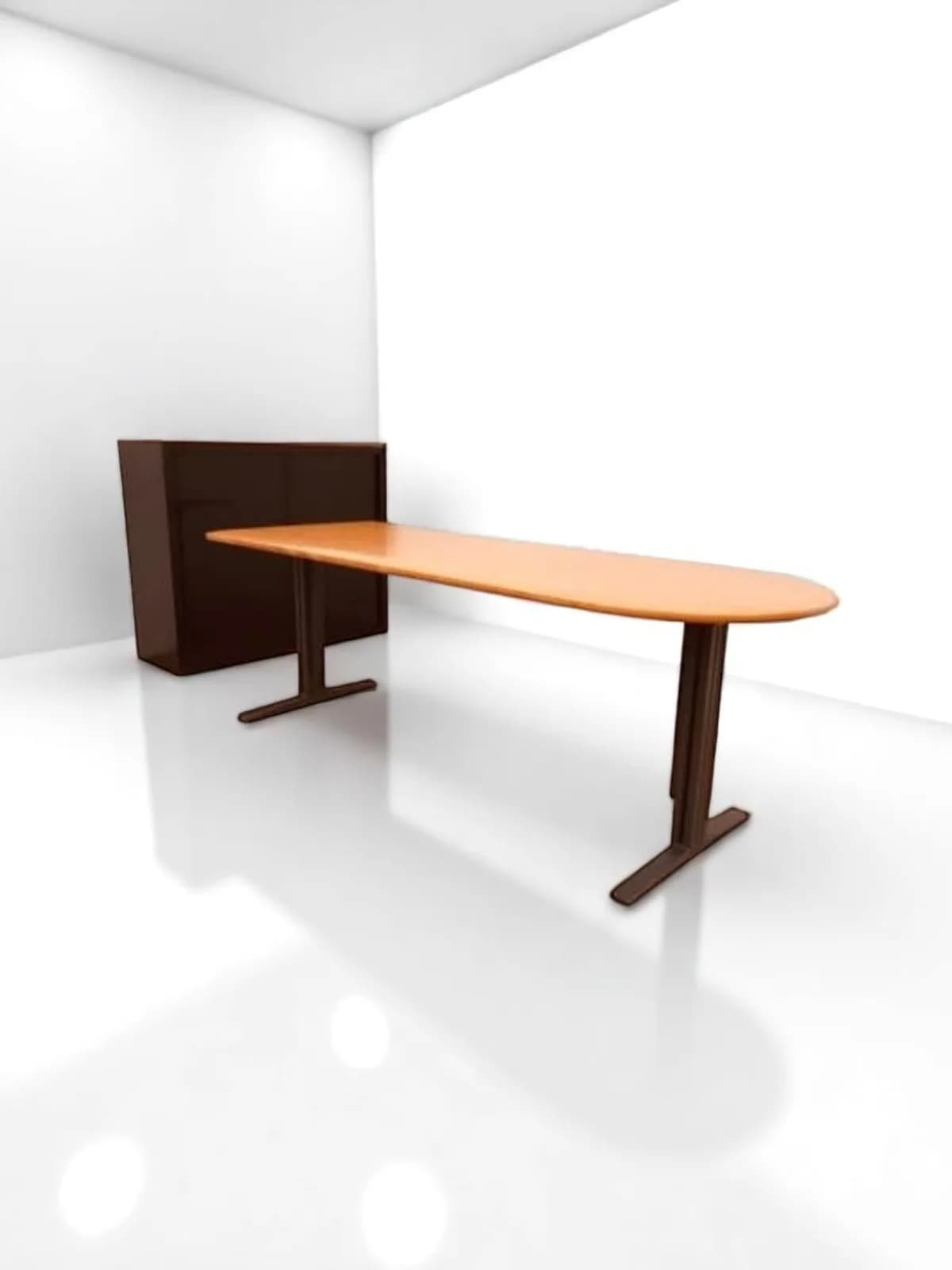 Bureau droit bois brut arrondit 200cm — vue 3