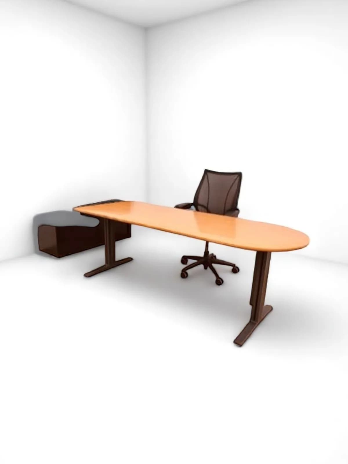 Bureau droit bois brut arrondit 200cm