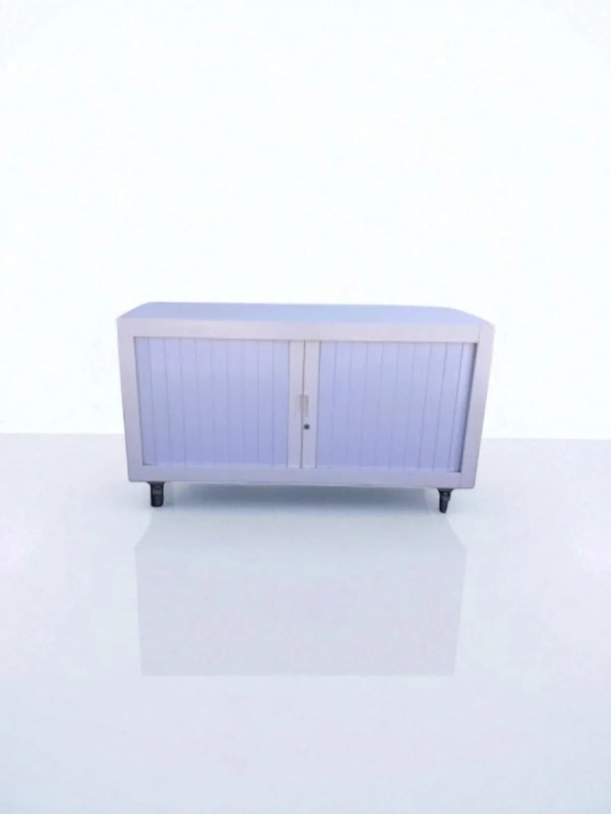 Armoire blanche sur roulette à rideaux & tiroir 120cm — vue 2