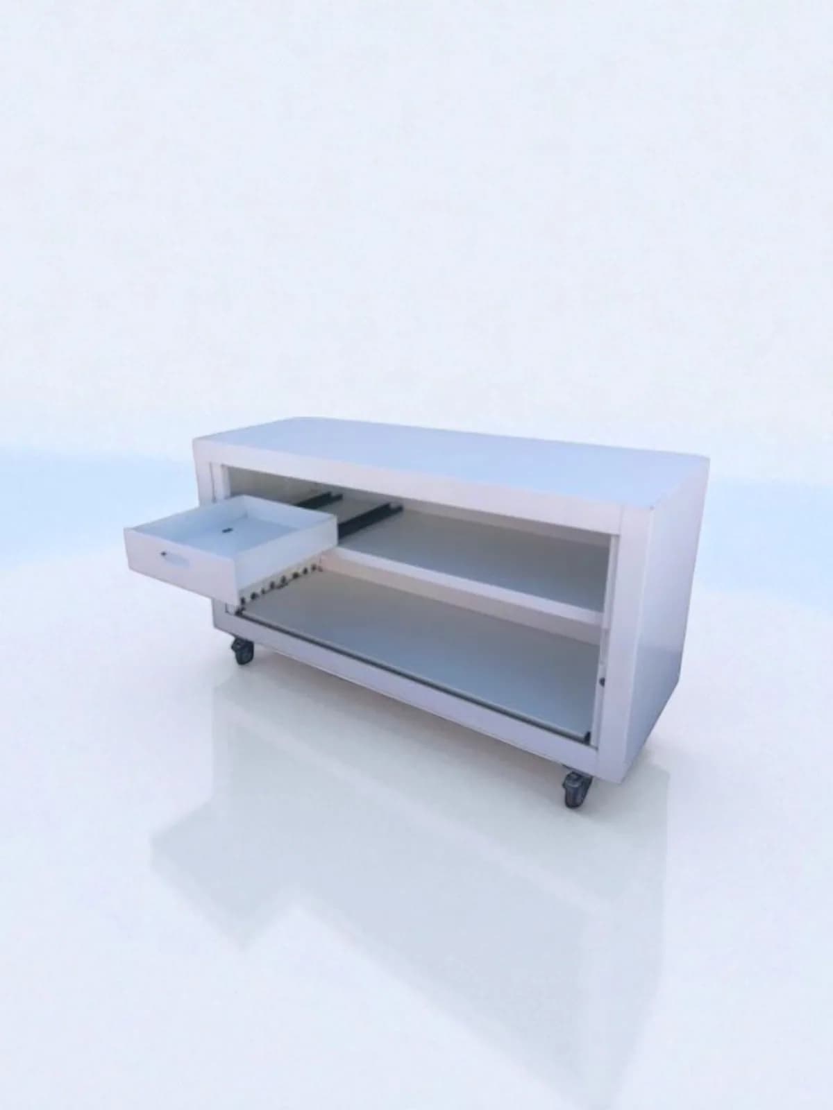 Armoire blanche sur roulette à rideaux & tiroir 120cm — vue 4
