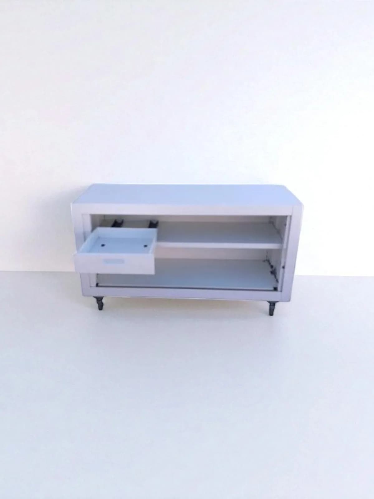 Armoire blanche sur roulette à rideaux & tiroir 120cm — vue 5