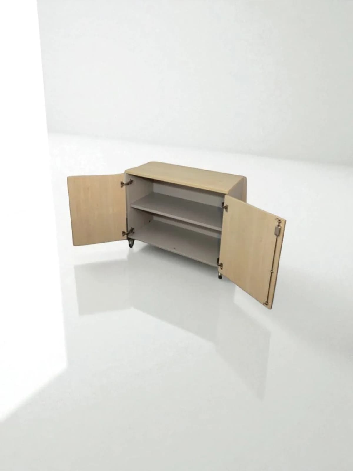 Armoire commode roulante porte Battante couleur frêne — vue 2