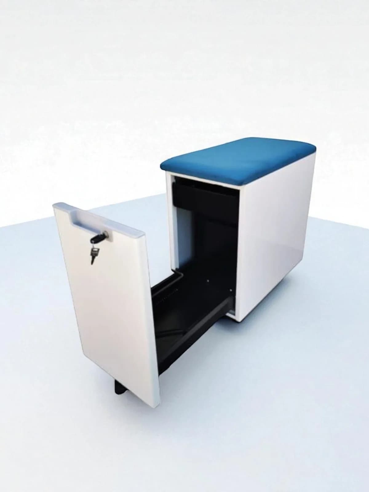 CAISSON AVEC COUSSIN D'ASSISE BLEU — vue 3