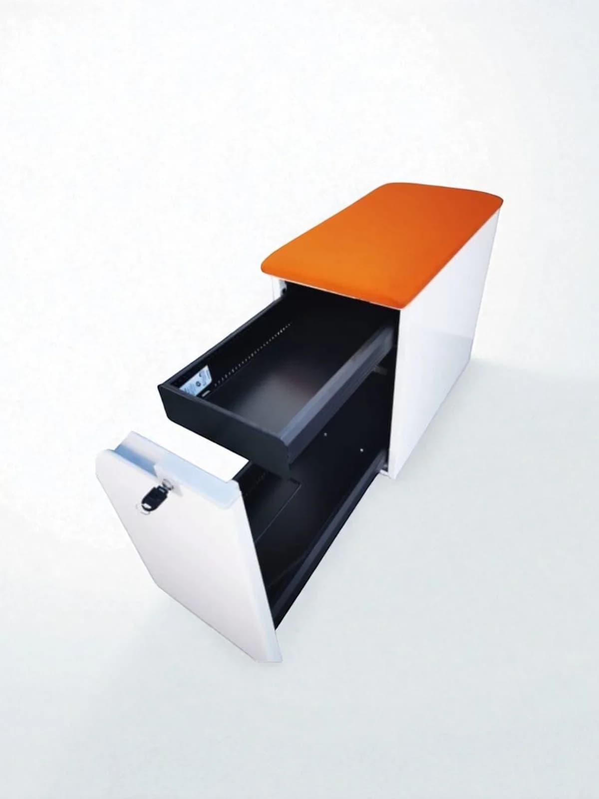 CAISSON AVEC COUSSIN D'ASSISE ORANGE — vue 3