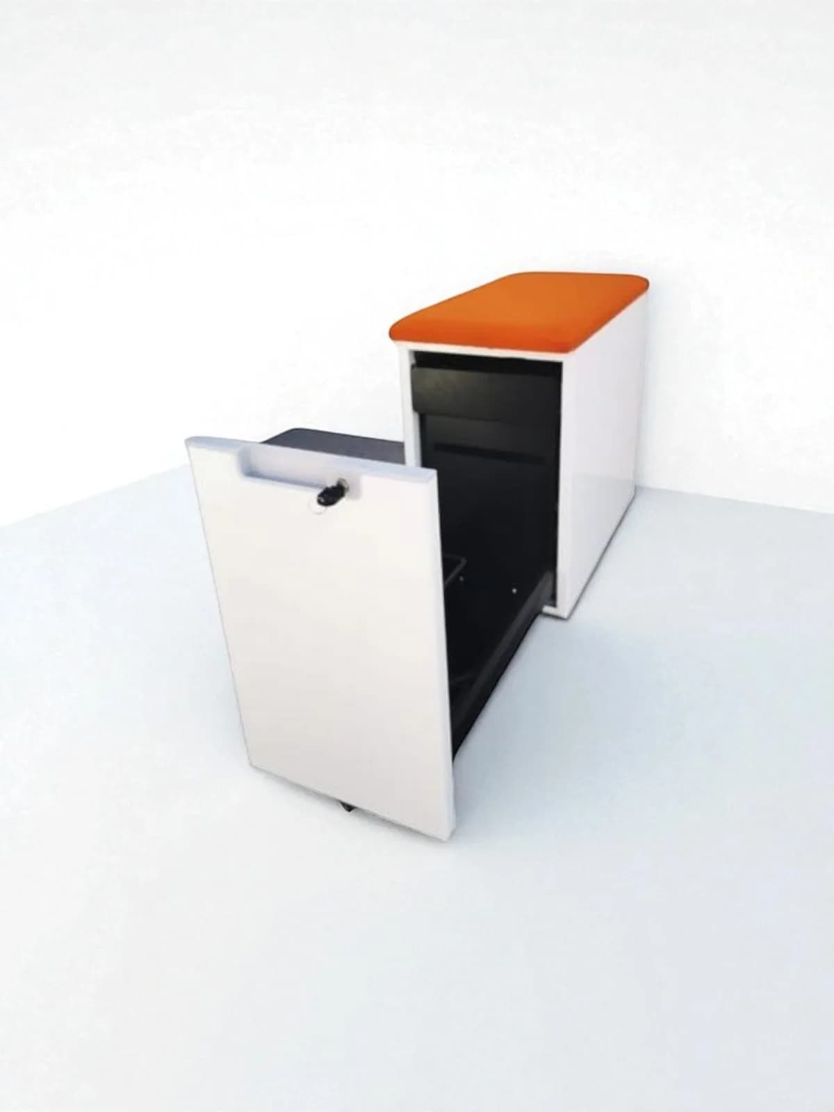 CAISSON AVEC COUSSIN D'ASSISE ORANGE — vue 4