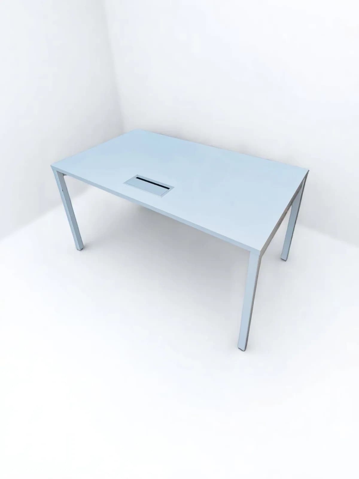 Bureau blanc Haworth 140x80cm passe câble promo