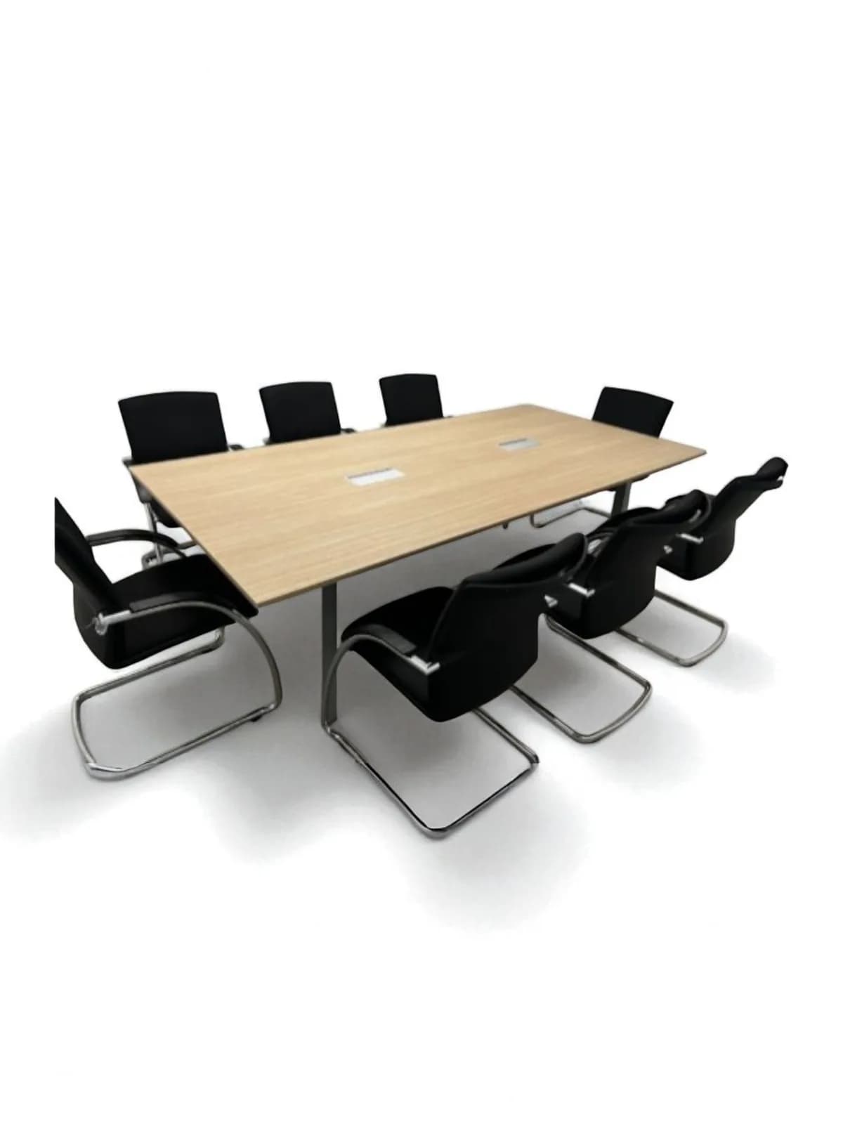 Table de Réunion en Chêne Américain avec Passe-Câbles 240x120cm 10/14 pers 