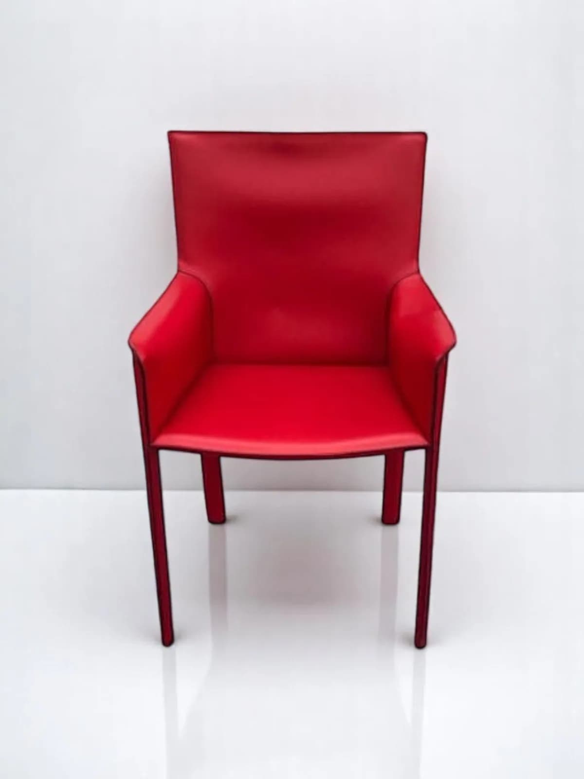 Enrico pellizzoni en cuir rouge - Chaise avec accoudoirs