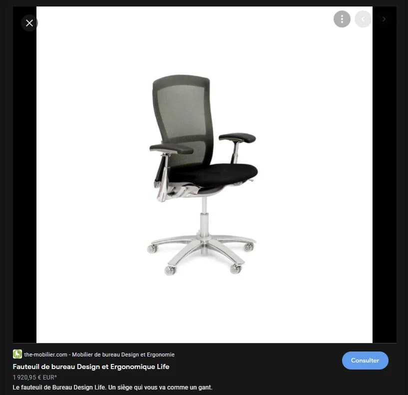 Fauteuil de bureau direction knoll Life résille — vue 3