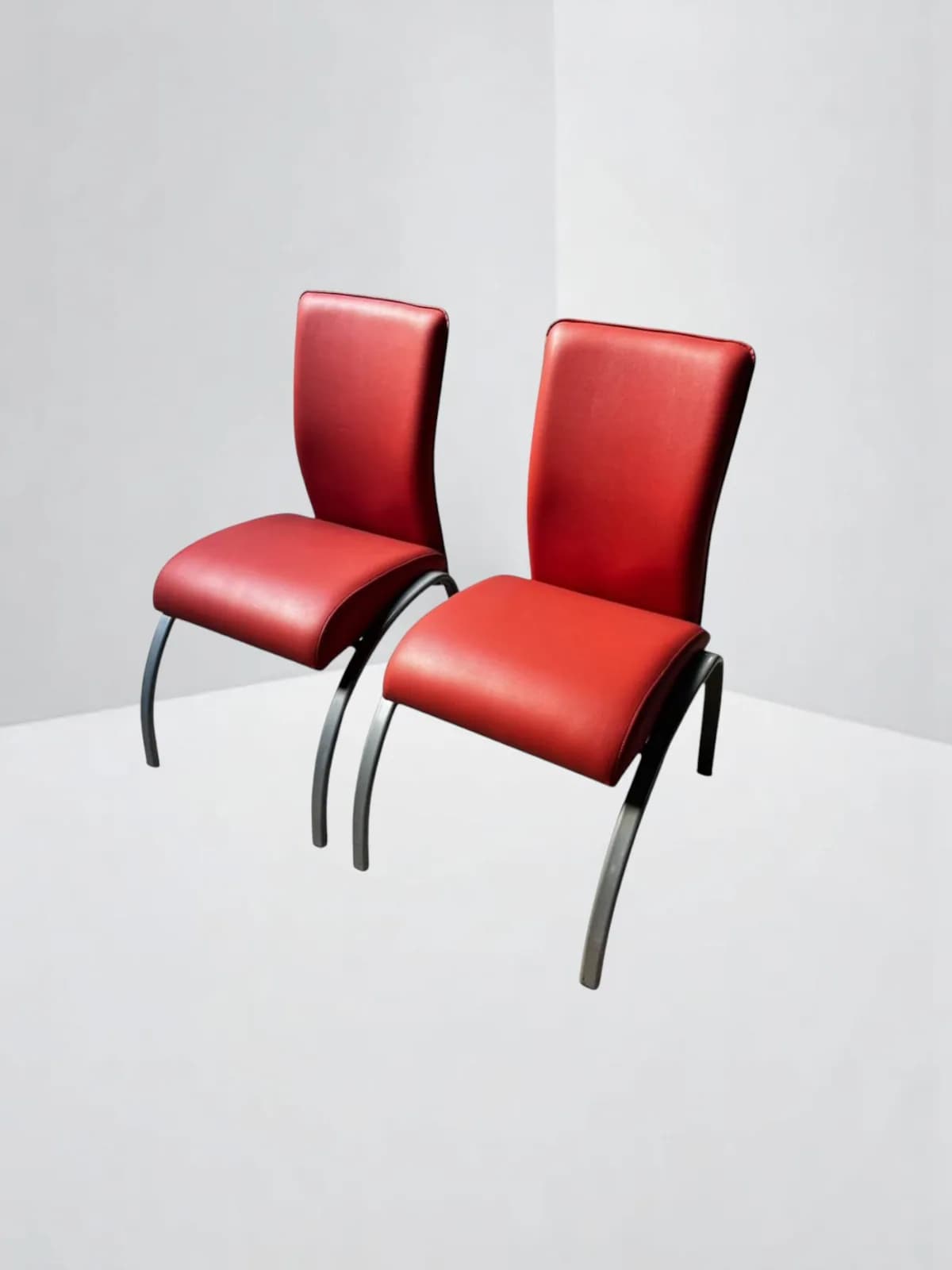 Lot chaise accueil rouge simili cuir promo — vue 2