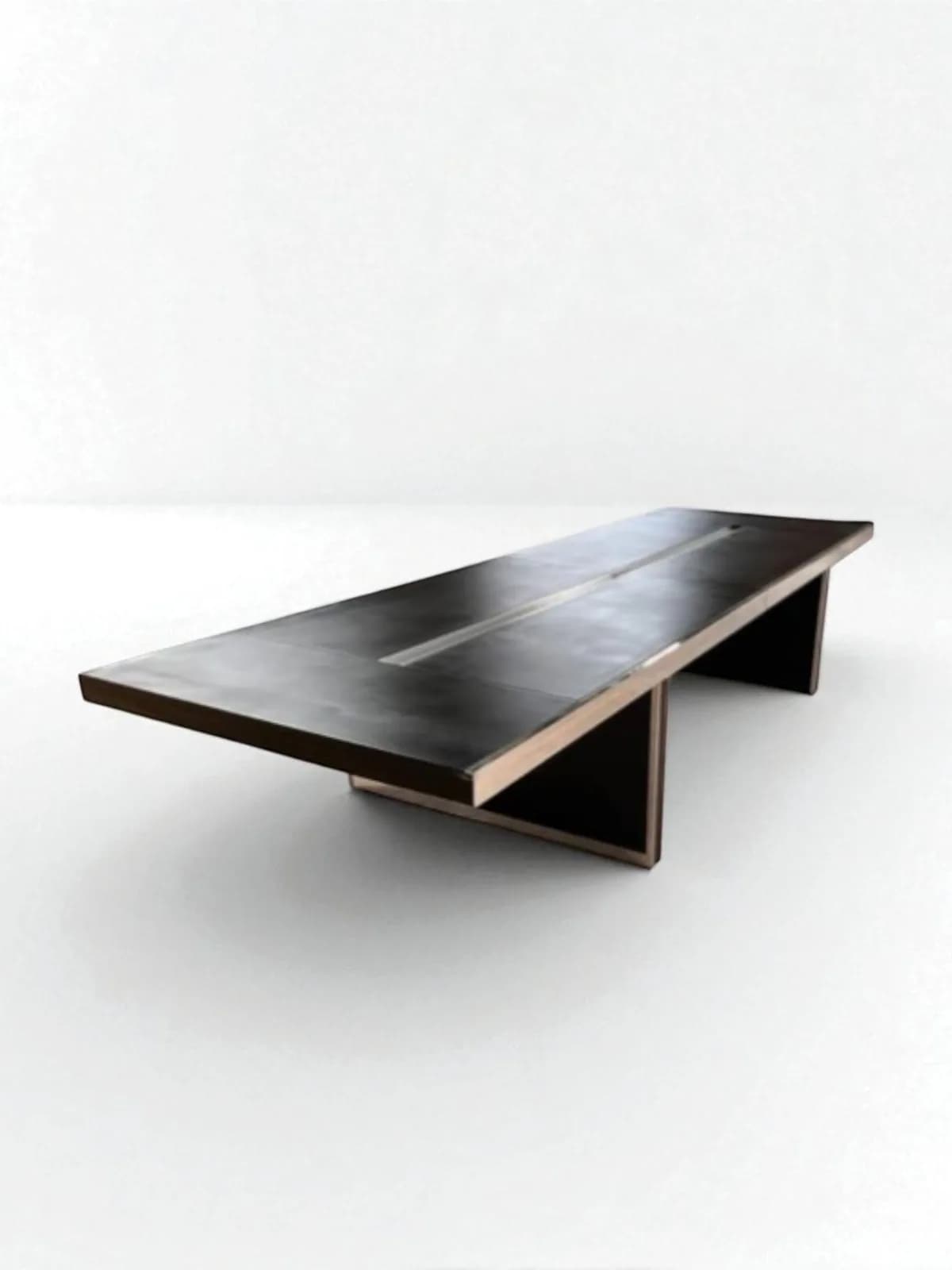 Table de Réunion en Cuir Noir Chromé 400x130 cm — vue 3