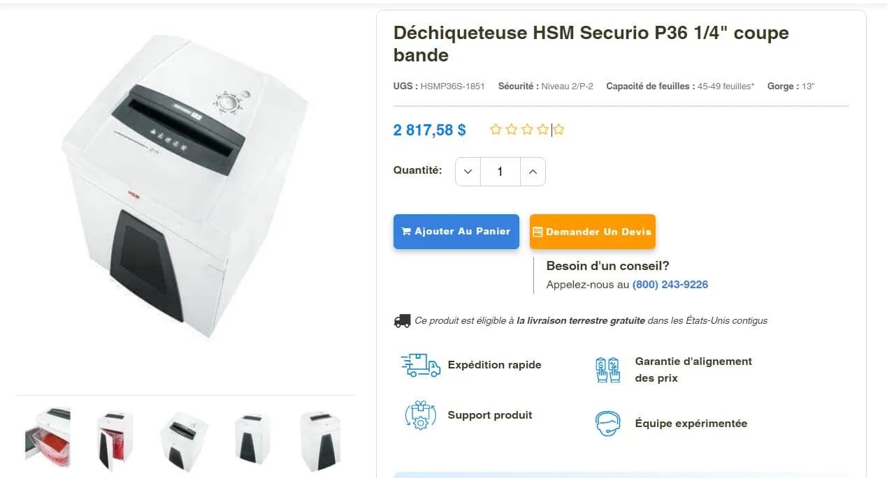 Destructeur de documents  HSM Securio P36 — vue 9