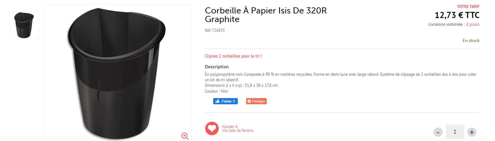 Corbeille À Papier Isis De 320R Graphite noir — vue 5