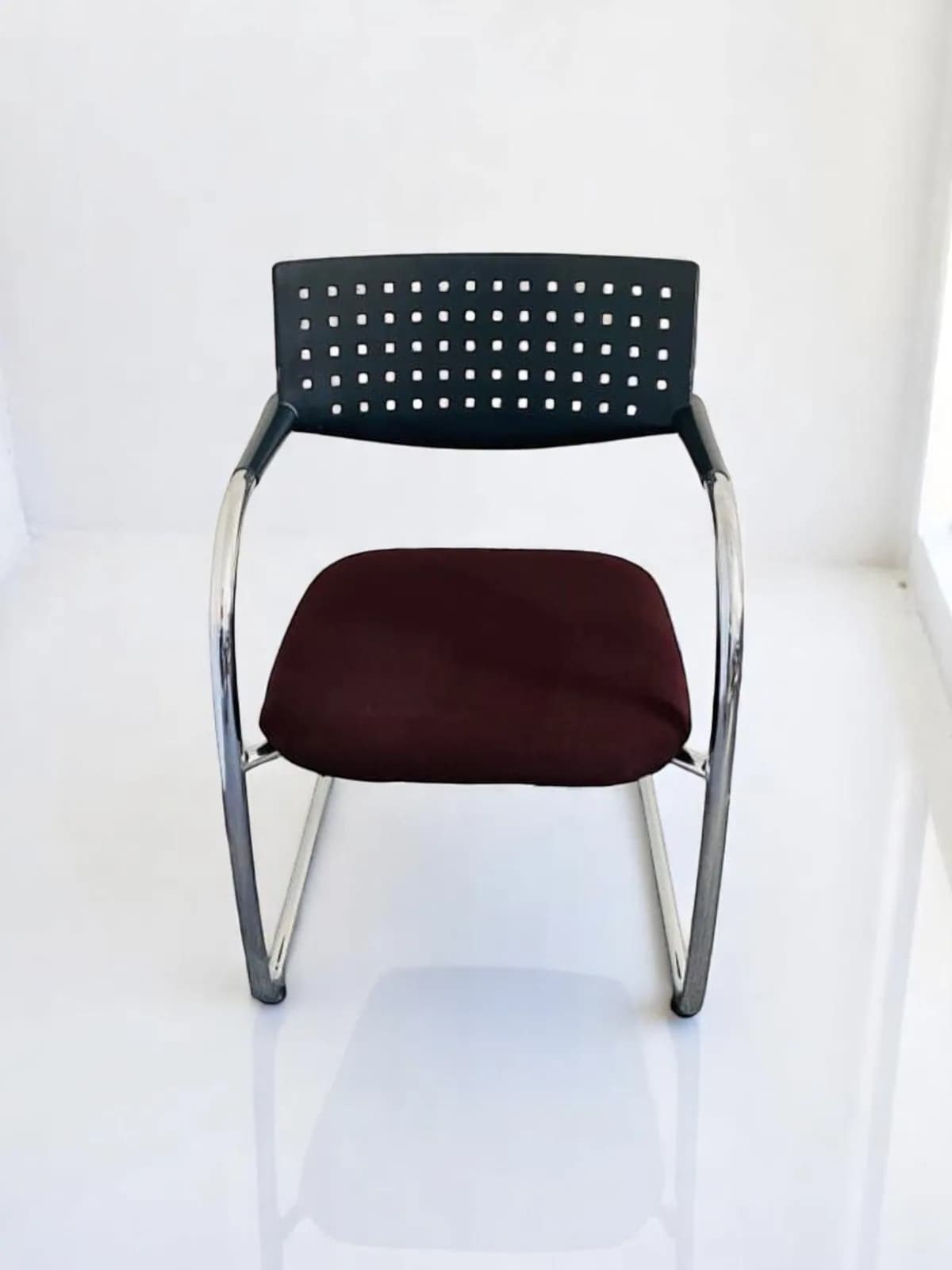 Fauteuil Vitra vis à vis luge visiteur inox marron — vue 2