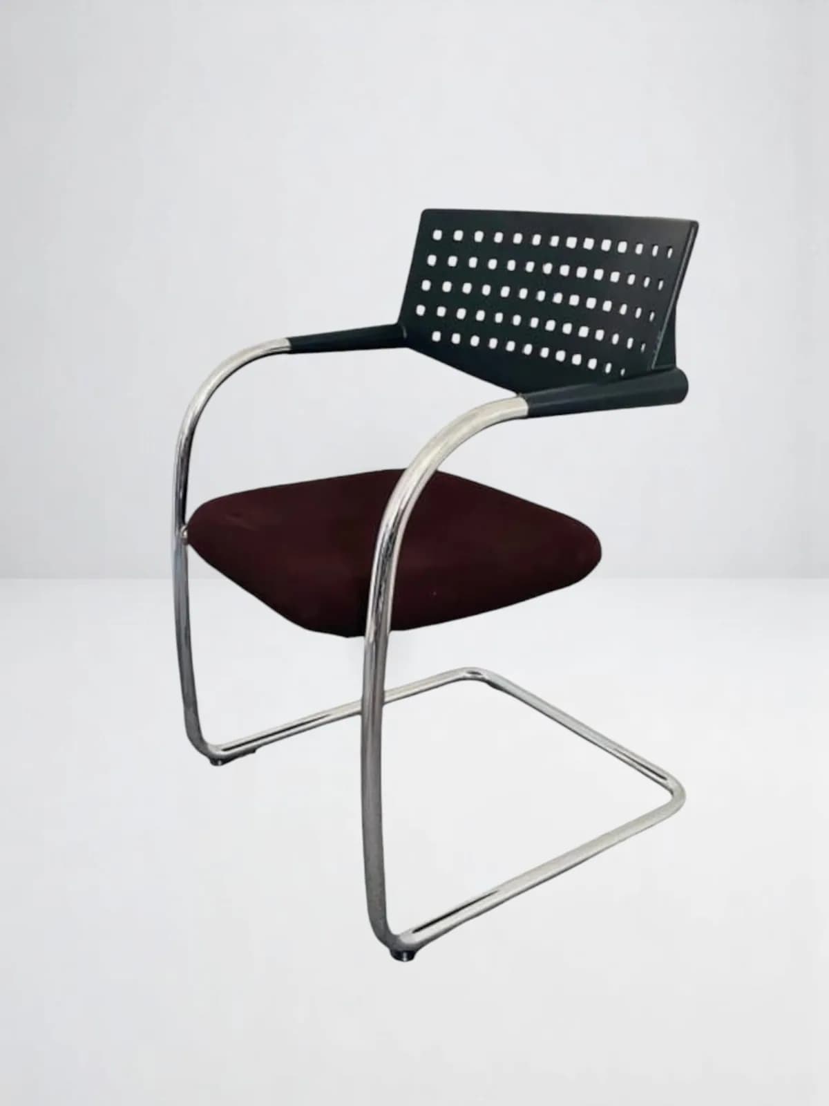 Fauteuil Vitra vis à vis luge visiteur inox marron
