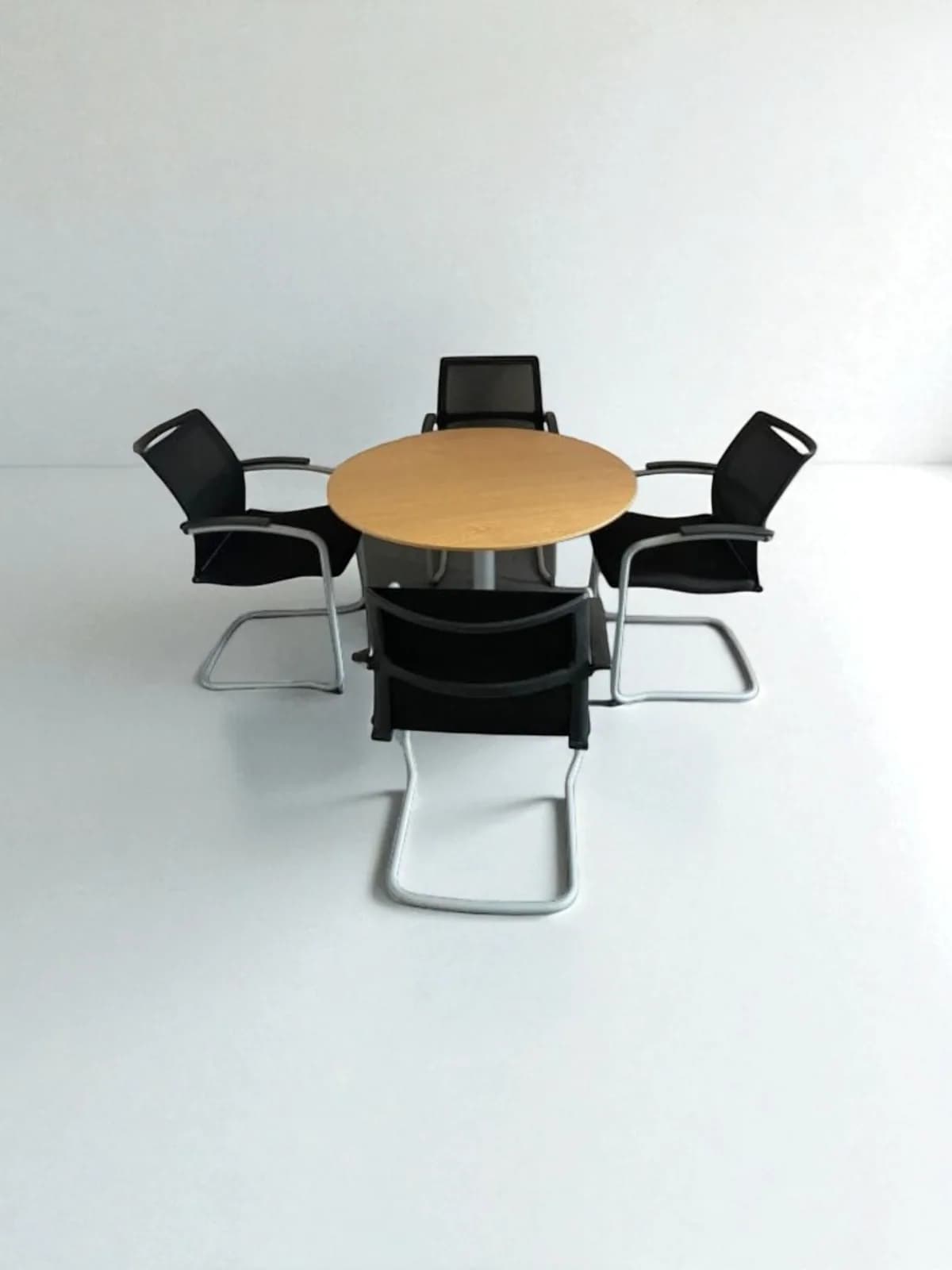 Table ronde 100cm couleur chêne Steelcase piétement métal — vue 2