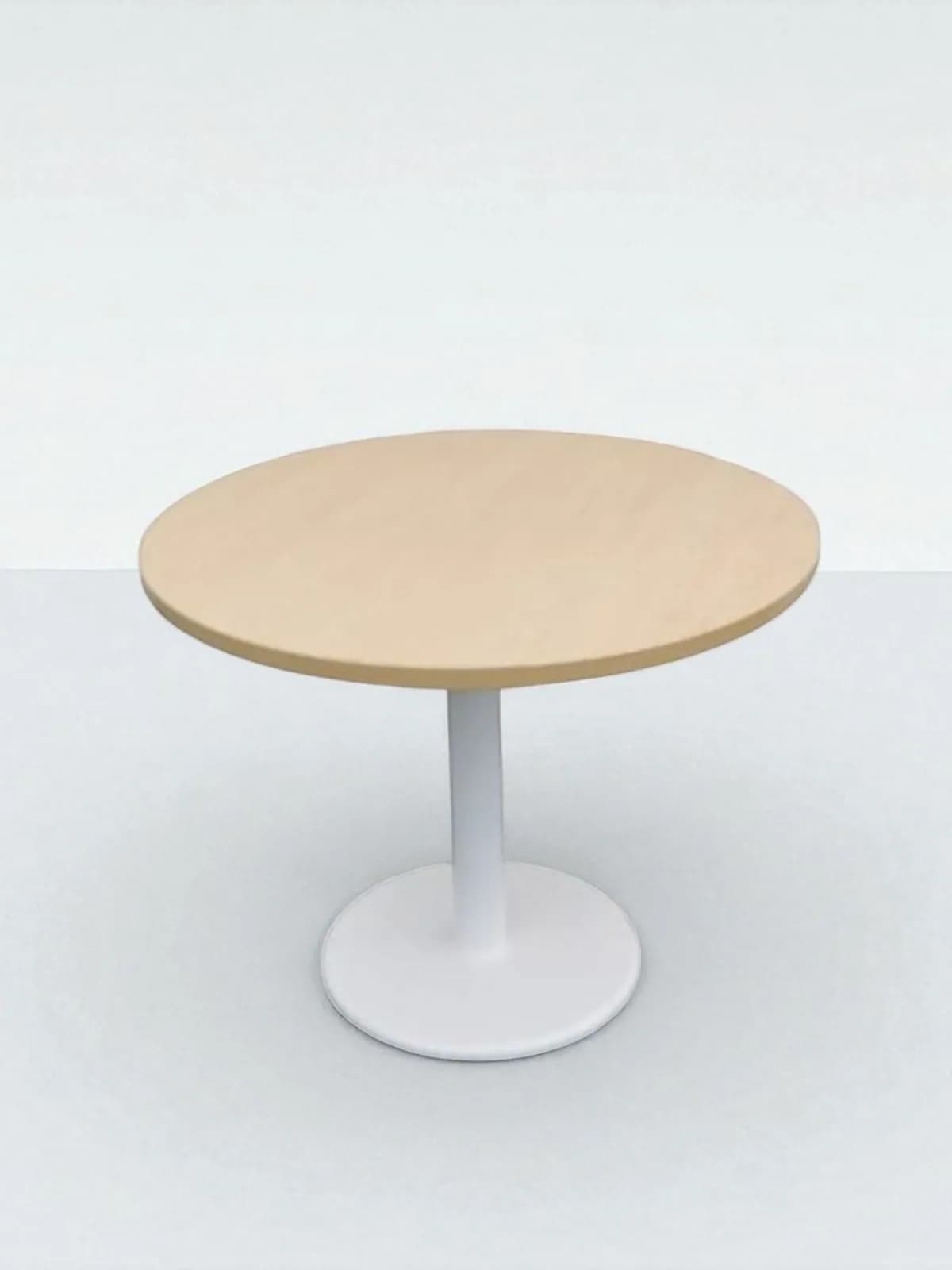 Table ronde bureau blanche plateau hêtre clair