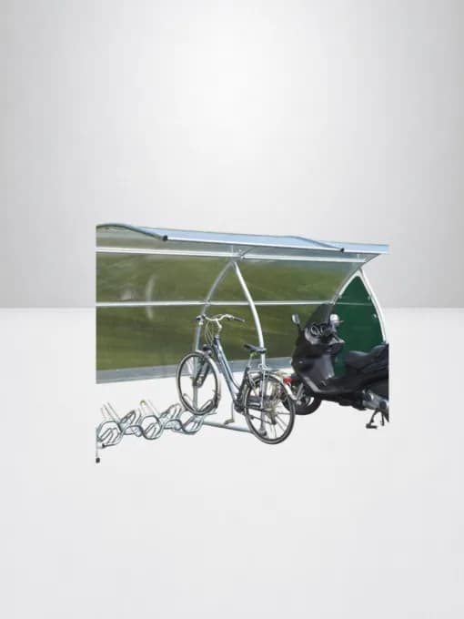 Abri pour vélos, motos et scooters en acier galvanisé et polycarbonate — vue 3