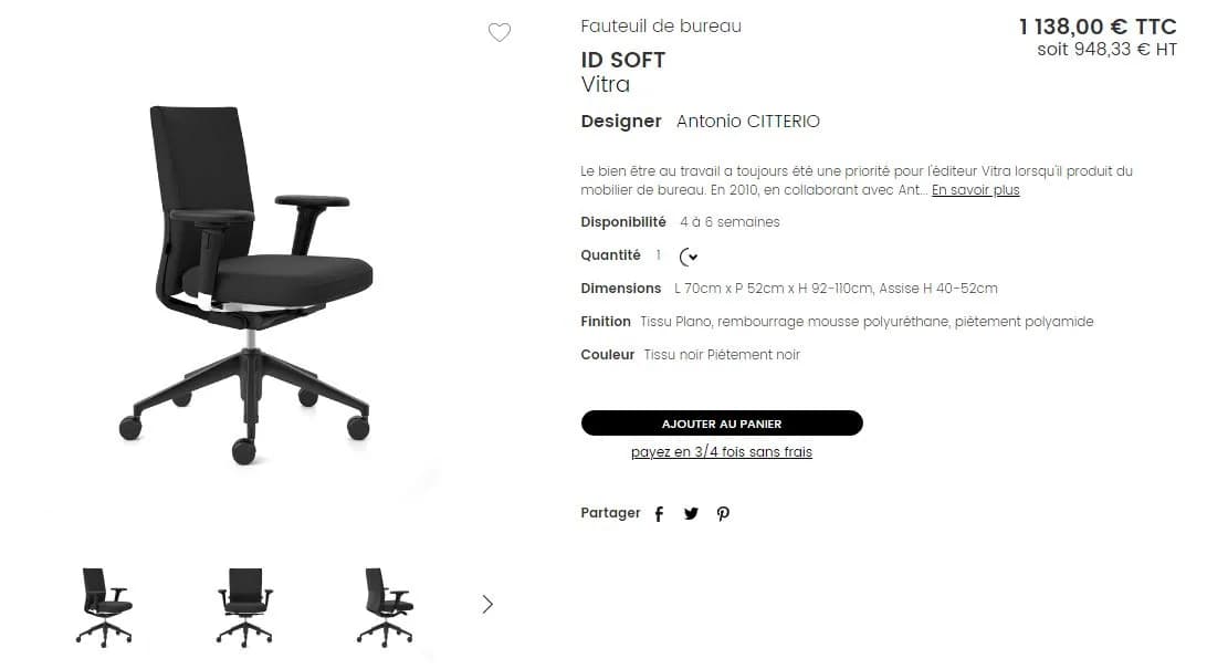 Chaise à roulette Vitra id soft — vue 5