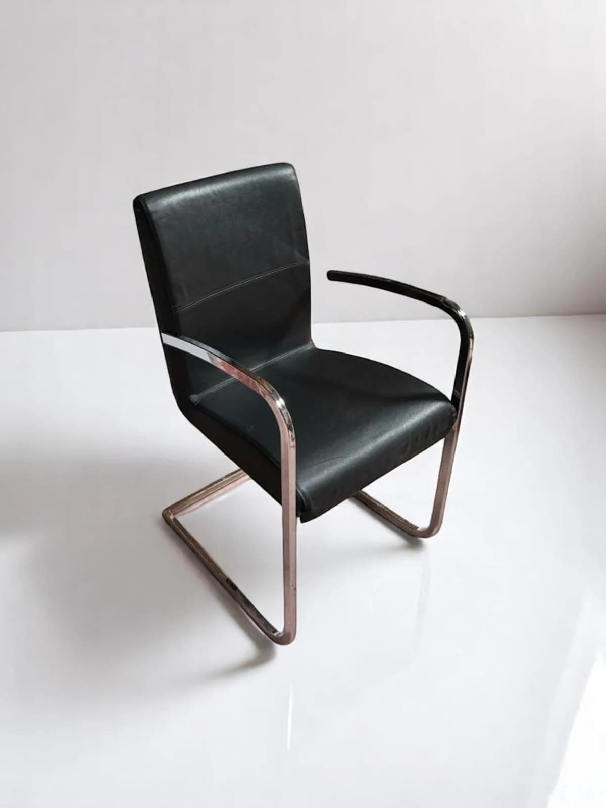 Ensemble 3 fauteuils cuir Effezeta made in Italy Chromé — vue 4