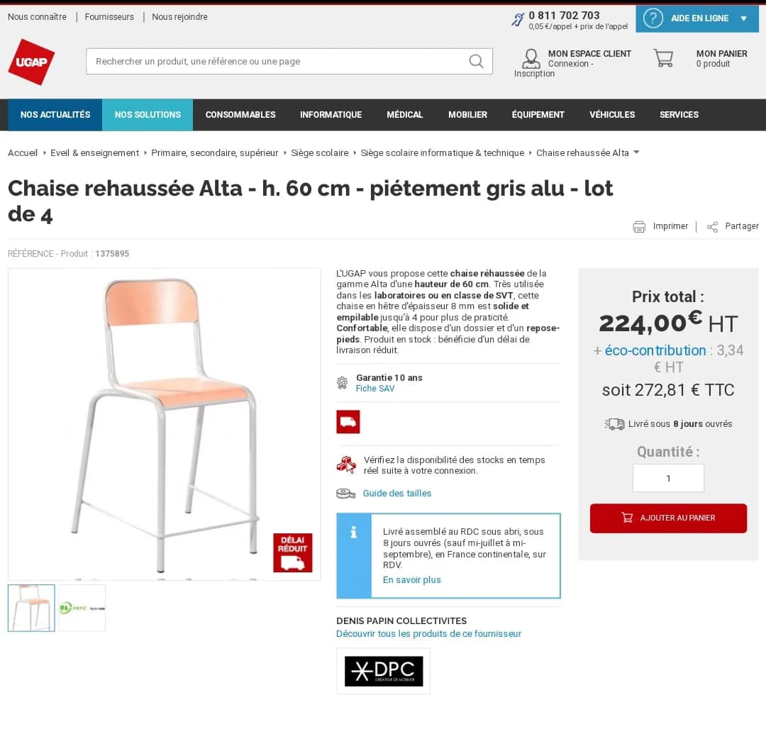 Lot 2 chaises rehaussée Alta bois avec repose pied promo — vue 3
