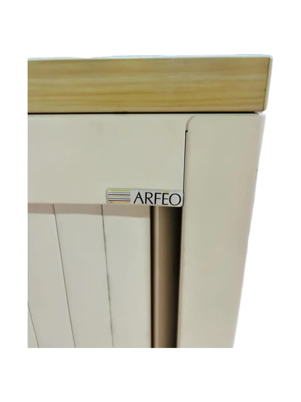 Armoire basse blanche Arfeo finition chêne 80x74cm — vue 4