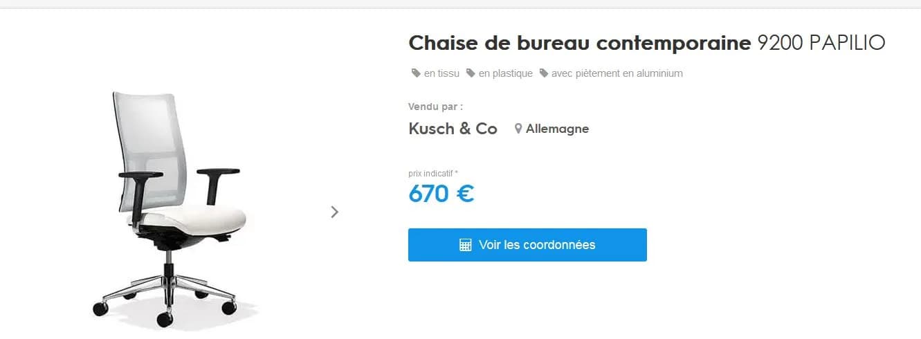 Chaise à roulette kush+Co ergonomique dossier mesh — vue 7