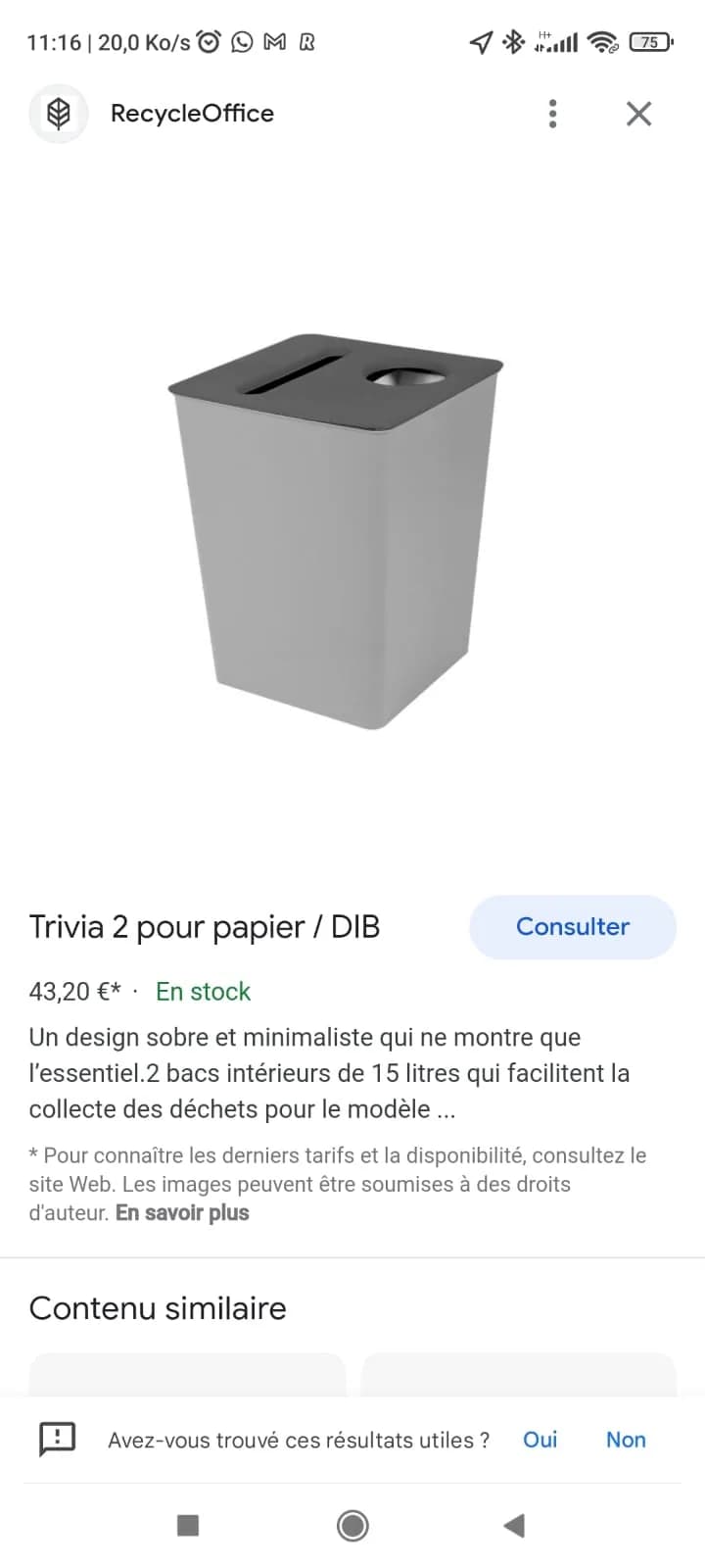 Poubelle Trivia 2 pour tri papier 15 litres — vue 5
