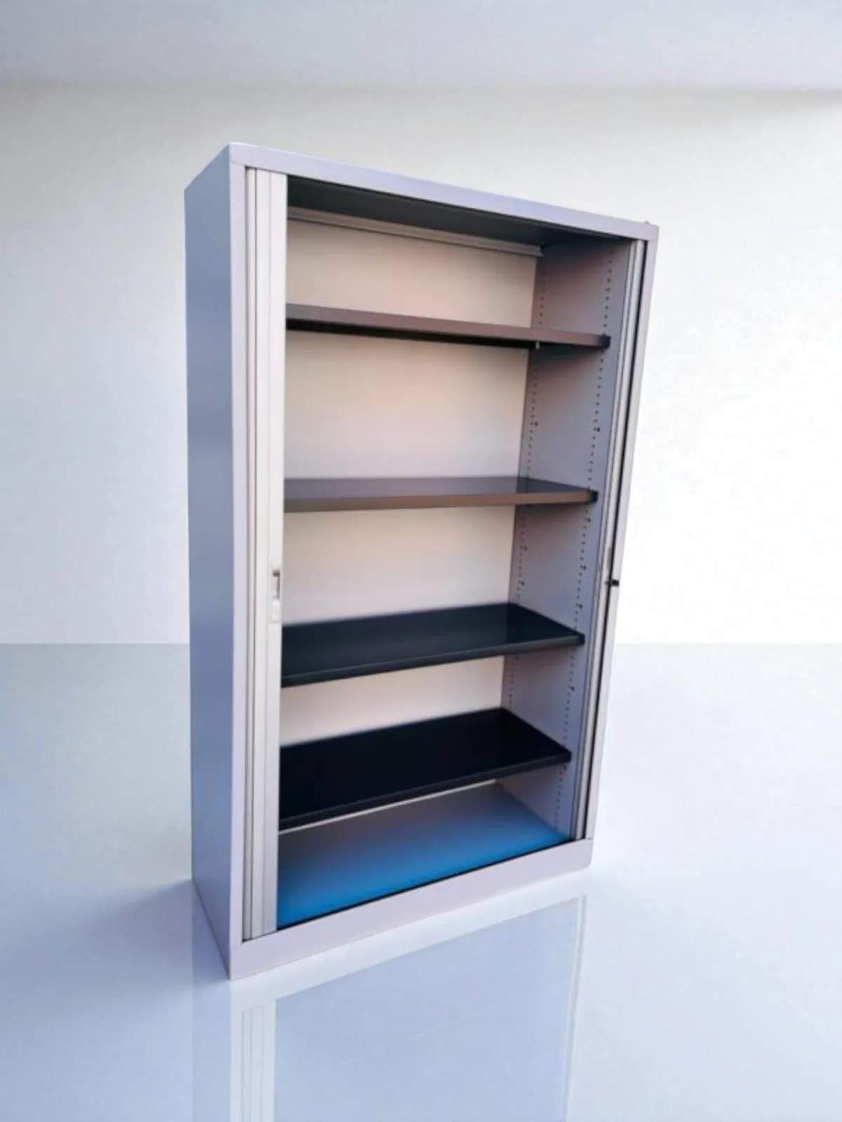 Armoire haute Marcadet gris 120x200cm monobloc avec clé — vue 4
