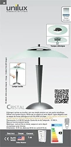 Lampe de bureau fluorescente Unilux Cristal gris métal – NEUF — vue 3