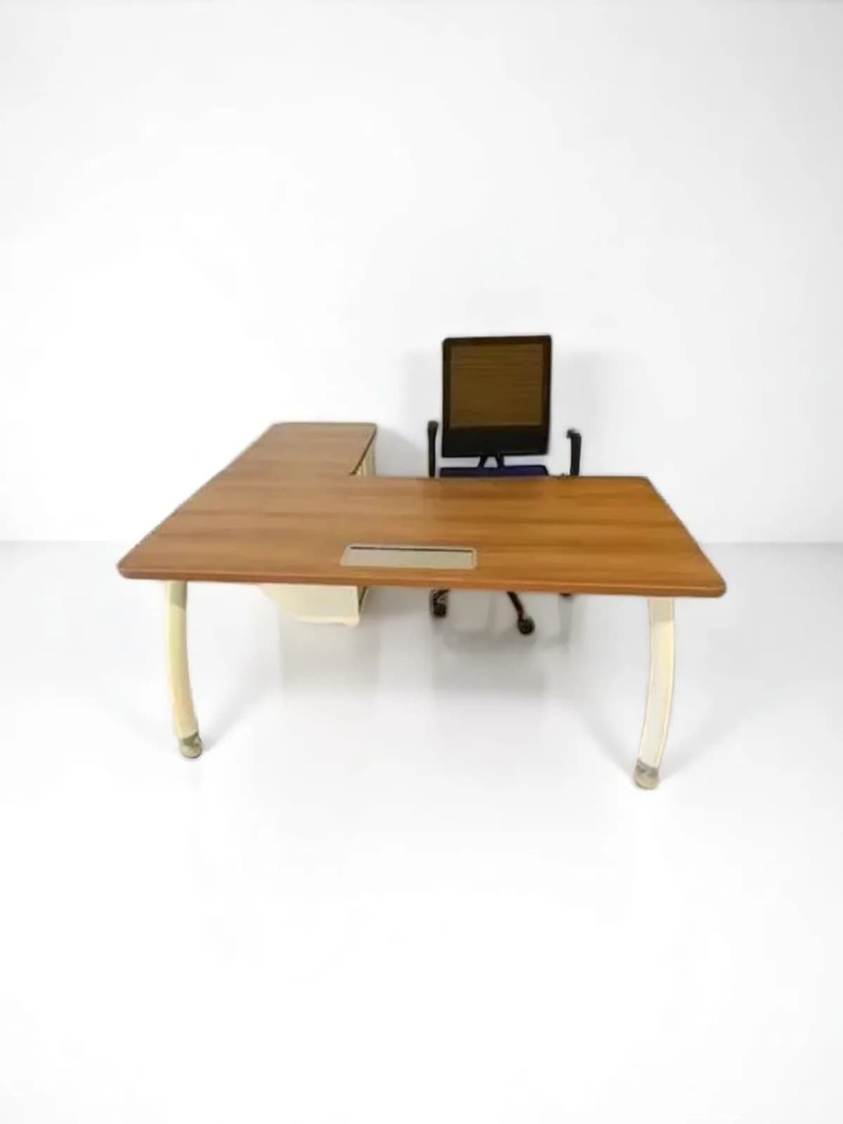 Bureau angle avec caisson rangement ton bois majencia 160x160cm — vue 2