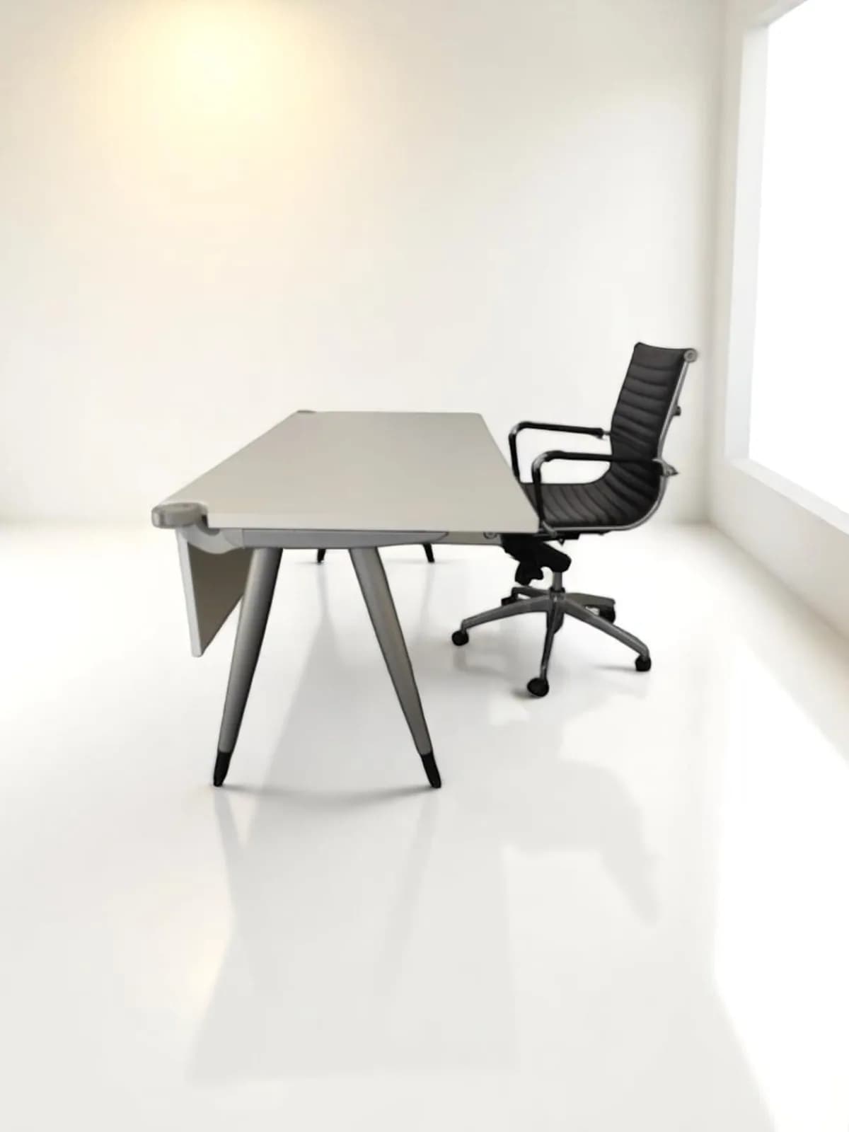 Bureau droit Steelcase blanc 160x80cm — vue 3