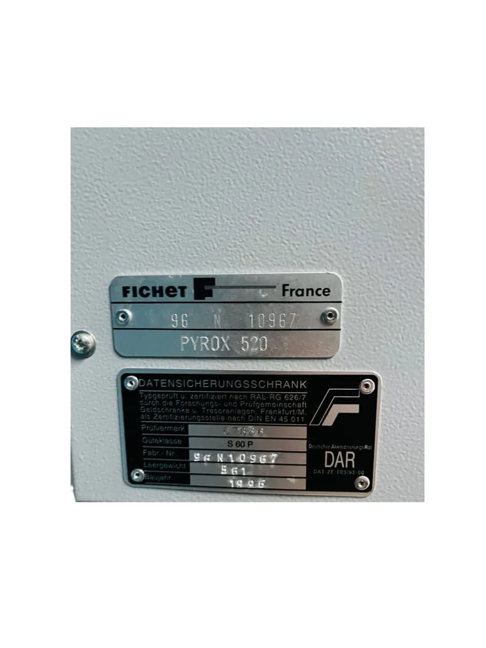 Coffre fort Fichet type Pirox 520 S60 — vue 4