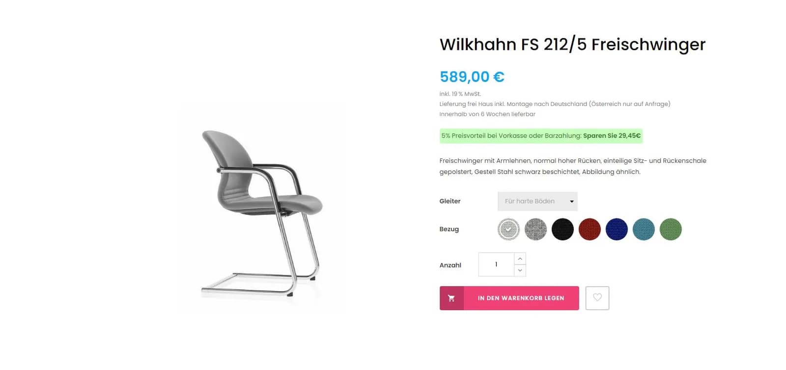 Chaise de bureau Wilkhahn marron — vue 5